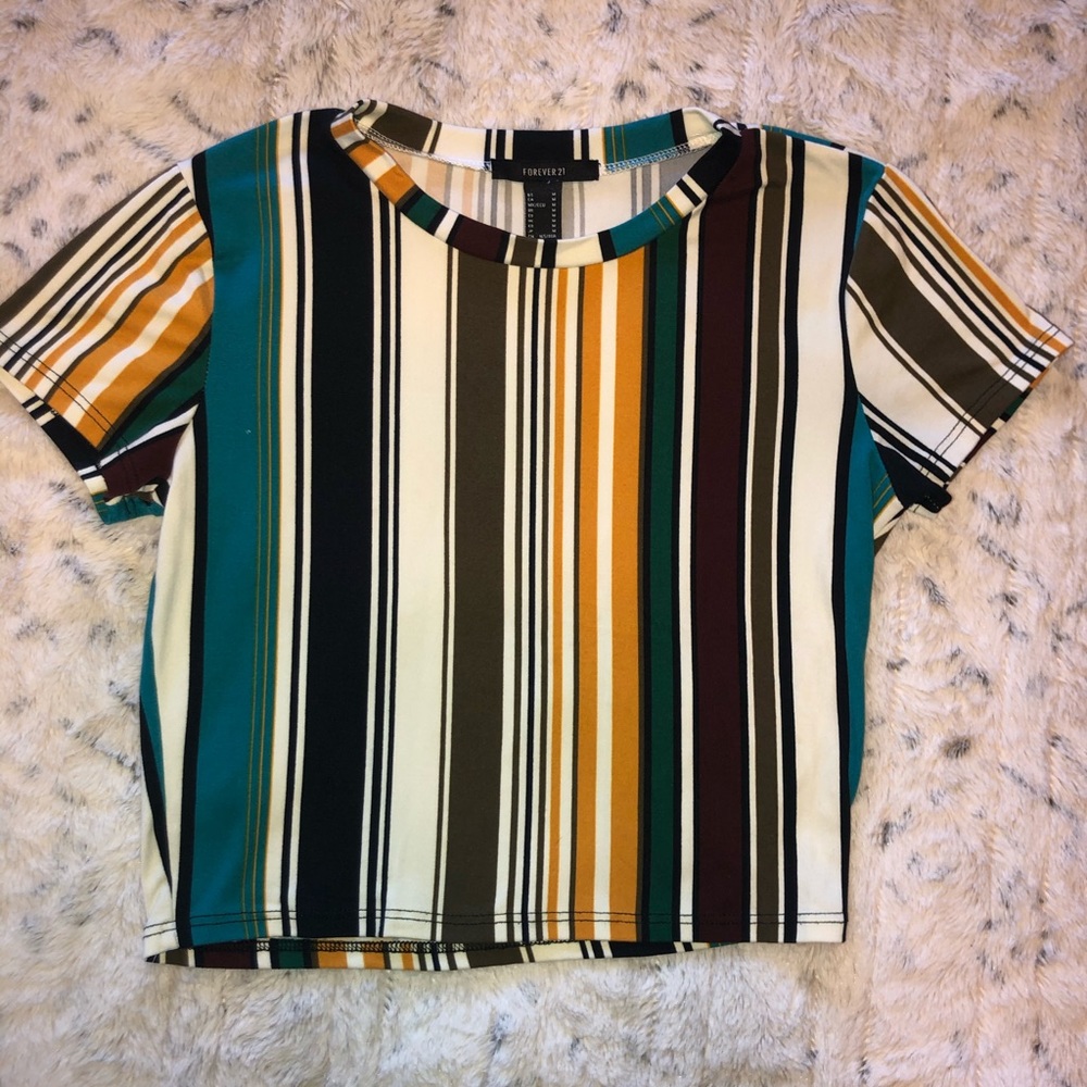 Retro Striped multicolored crop top - Picture 1 of 4